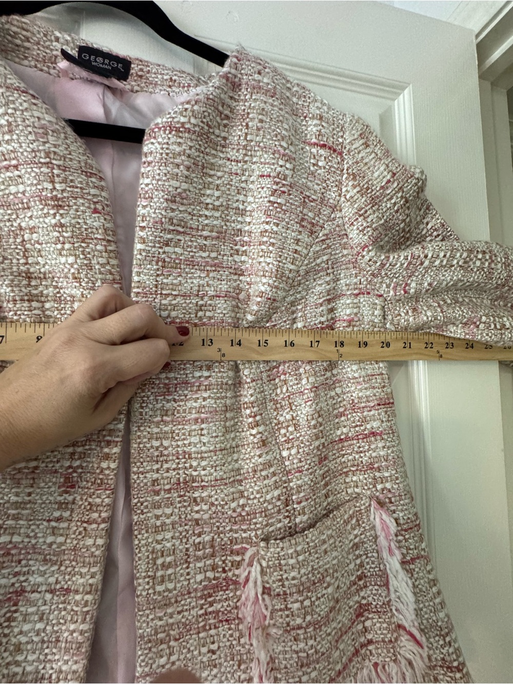 George Pink and Cream Tweed Open-Front Jacket - Picture 9 of 11